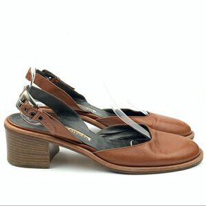 Walter Steiger heels size 8 AA tan Italian leather slingback 90s Y2k vintage